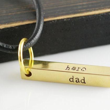 Personalized hand stamped brass bar..