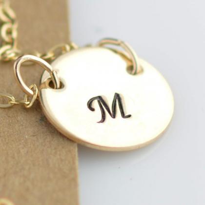 14kt Gold Disc Necklace, Personalized..