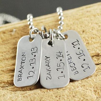 Personalized Mens Name Tag Necklace,hand Stamped..
