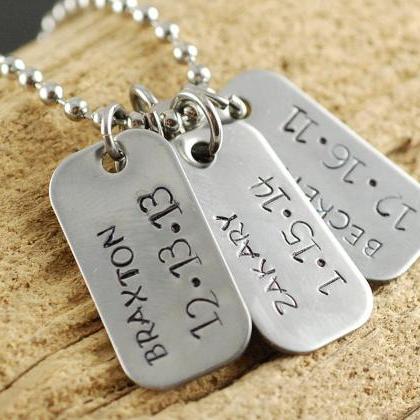 Personalized Mens Name Tag Necklace,hand Stamped..