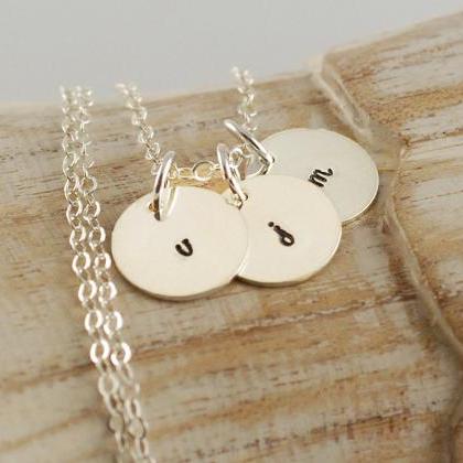 Initial Sterling Silver Disc Necklace,..