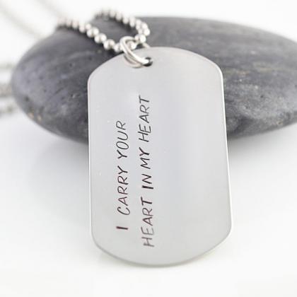 Hand Stamped Mens Necklace, Personalized Dog Tag..