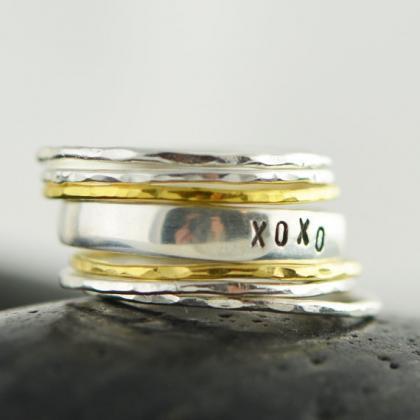 Hand Stamped Ring, Personalized Stacking..