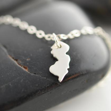 Charm Necklace, Sterling Silver Jersey State..