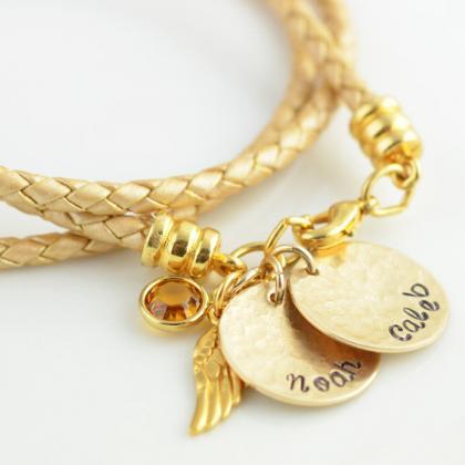 Personalized Bracelet,14 K Gold Name Discs,..