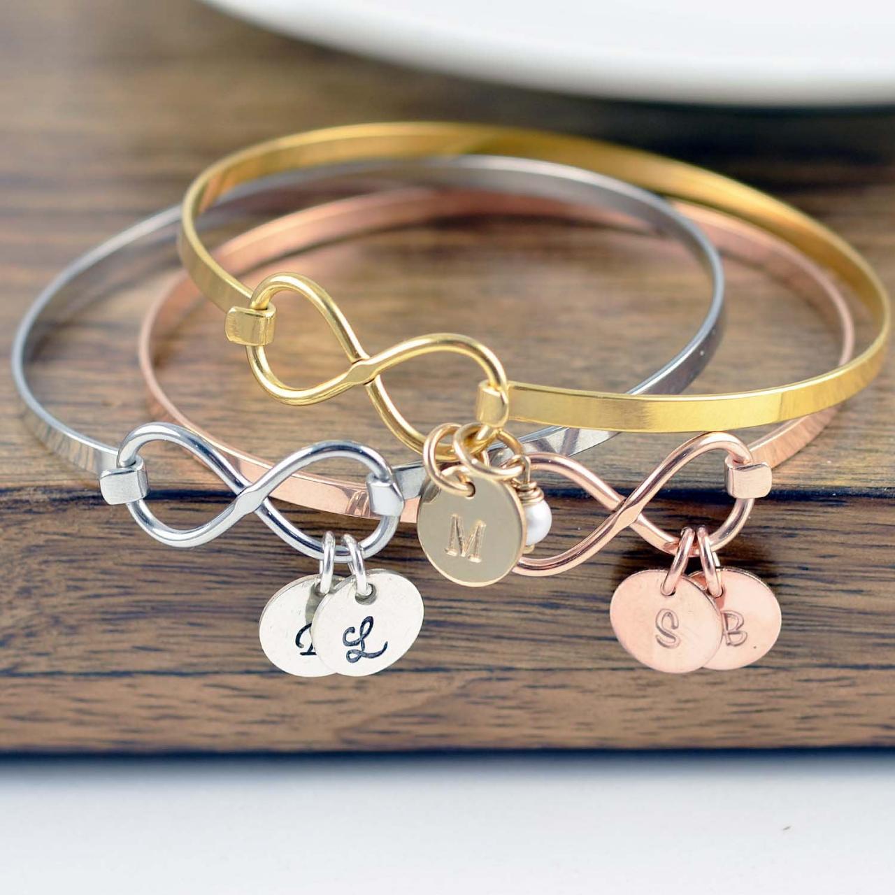Personalized Mothers Day Bracelet, Infinity Bangle Bracelet, Mother's Day Gift Personalized Infinity Jewelry Personalized Gift Handmade