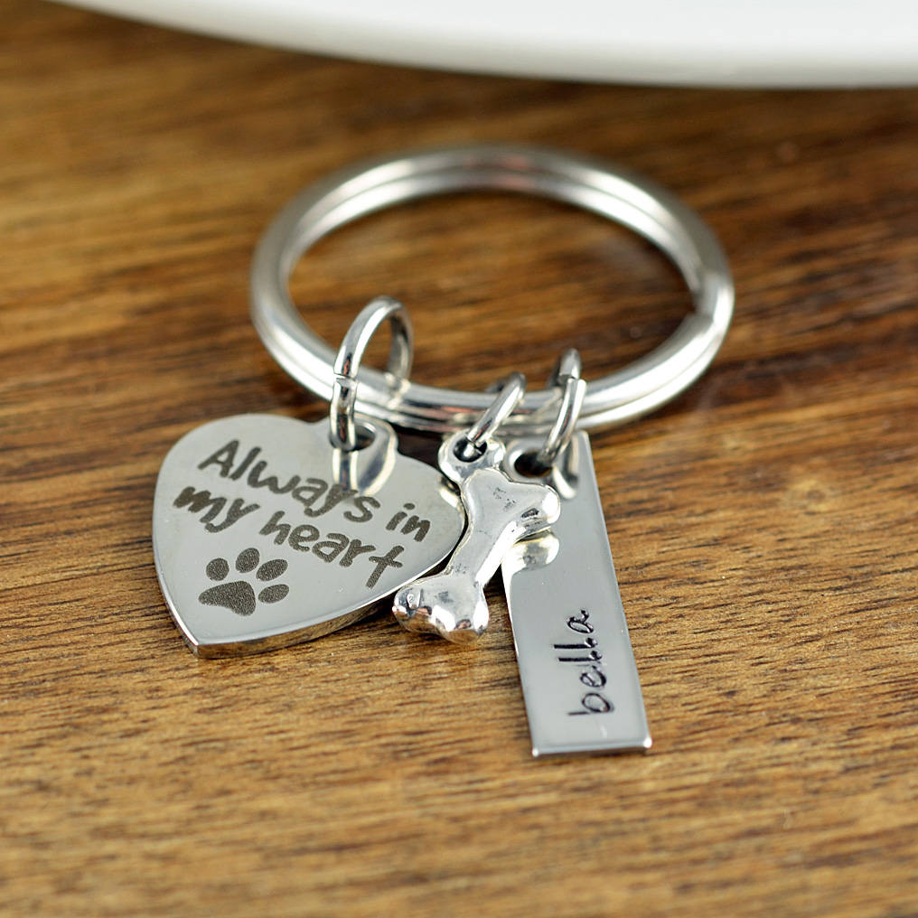 Always In My Heart Keychain, Dog Lover Gift Personalized, Dog Lover Jewelry, Dog Loss Gift, Pet Memorial Keychain, Pet Loss Keychain