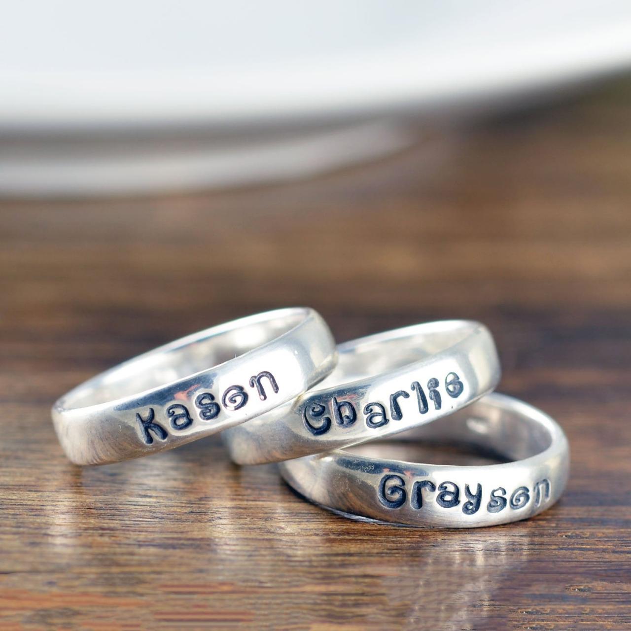 Mothers Ring, Stackable Name Rings, Stacking Rings Silver, Gift For Mom, Name Rings, Personalized Ring, Mothers Jewelry, Mothers Gift