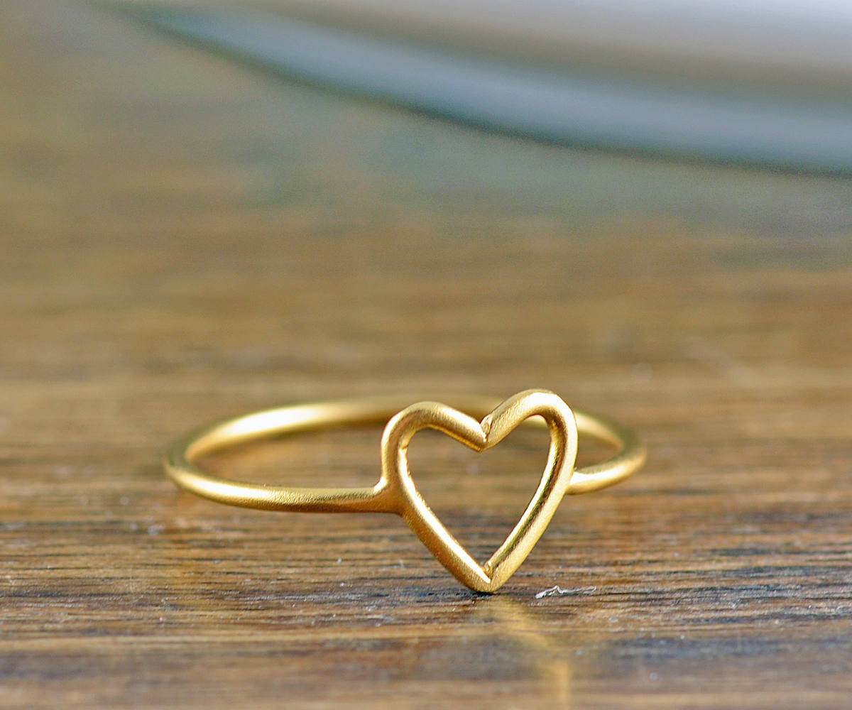 Gold Heart Ring, Heart Ring, Open Heart Ring, Gold Jewelry, Stacking Rings, Birthday Gifts For Her, Gift For Women, Valentines Day Gift