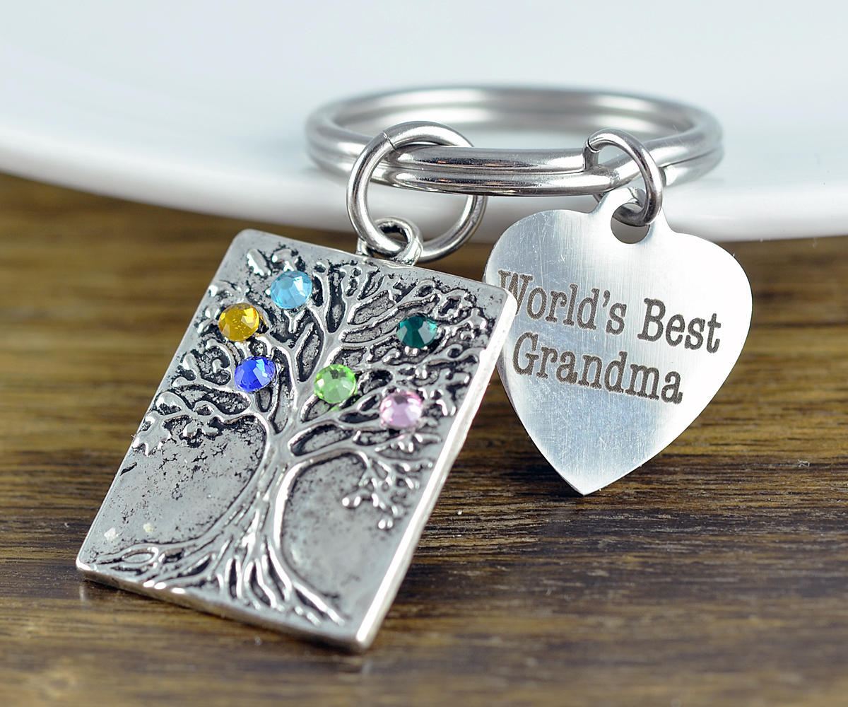 Personalized Grandma Gifts - Gifts For Grandma - Grandma Gift - Grandmother Gift - Grandma's Keychain - Birthstone Keychain