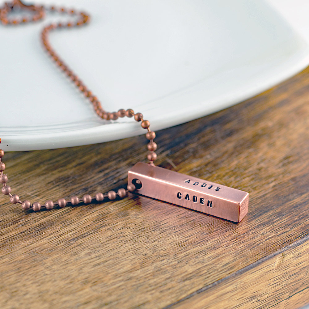 Personalized Copper Necklace - Copper Bar Necklace - Gift For Him - Mens Jewelry - Men's Bar Necklace - Copper Anniversary - Boyfriend