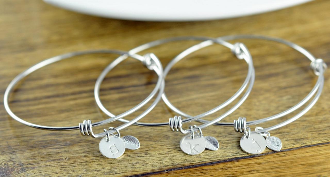 Silver Initial Bracelet - Personalized Initial Bracelet - Personalized Hand Stamped Bracelet - Bridesmaid Gift - Bridesmaid Jewelry