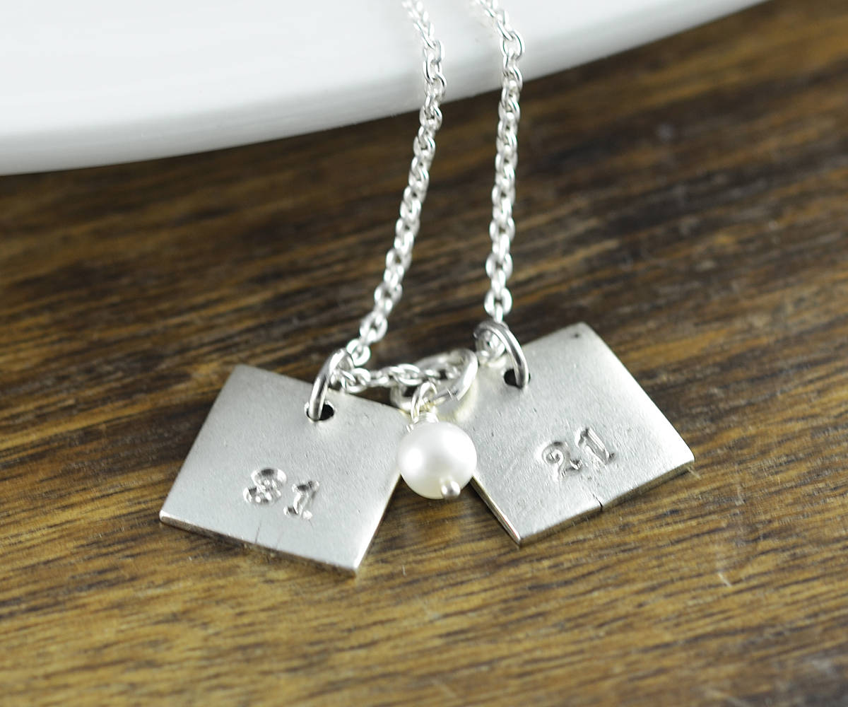 Number Necklace, Number Charm, Square Necklace, Personalized Necklace For Mom - Children's Initial Necklace - Push Present - Mommy