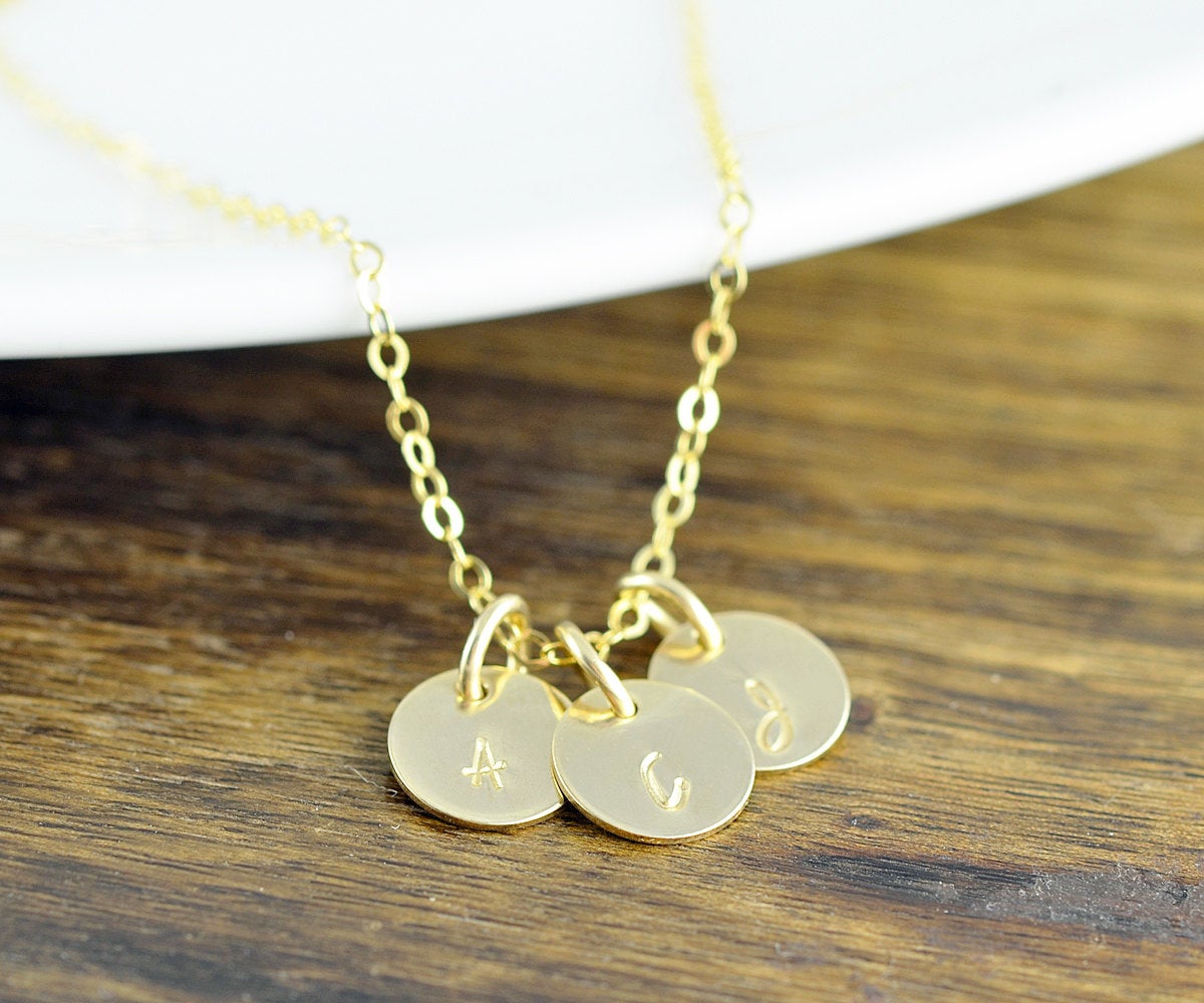 Gold Initial Necklace, Hand Stamped Necklace, Gold Initial Necklace, Gold Jewelry, 14 Kt Gold Filled, Personalized Jewelry, Custom Necklace