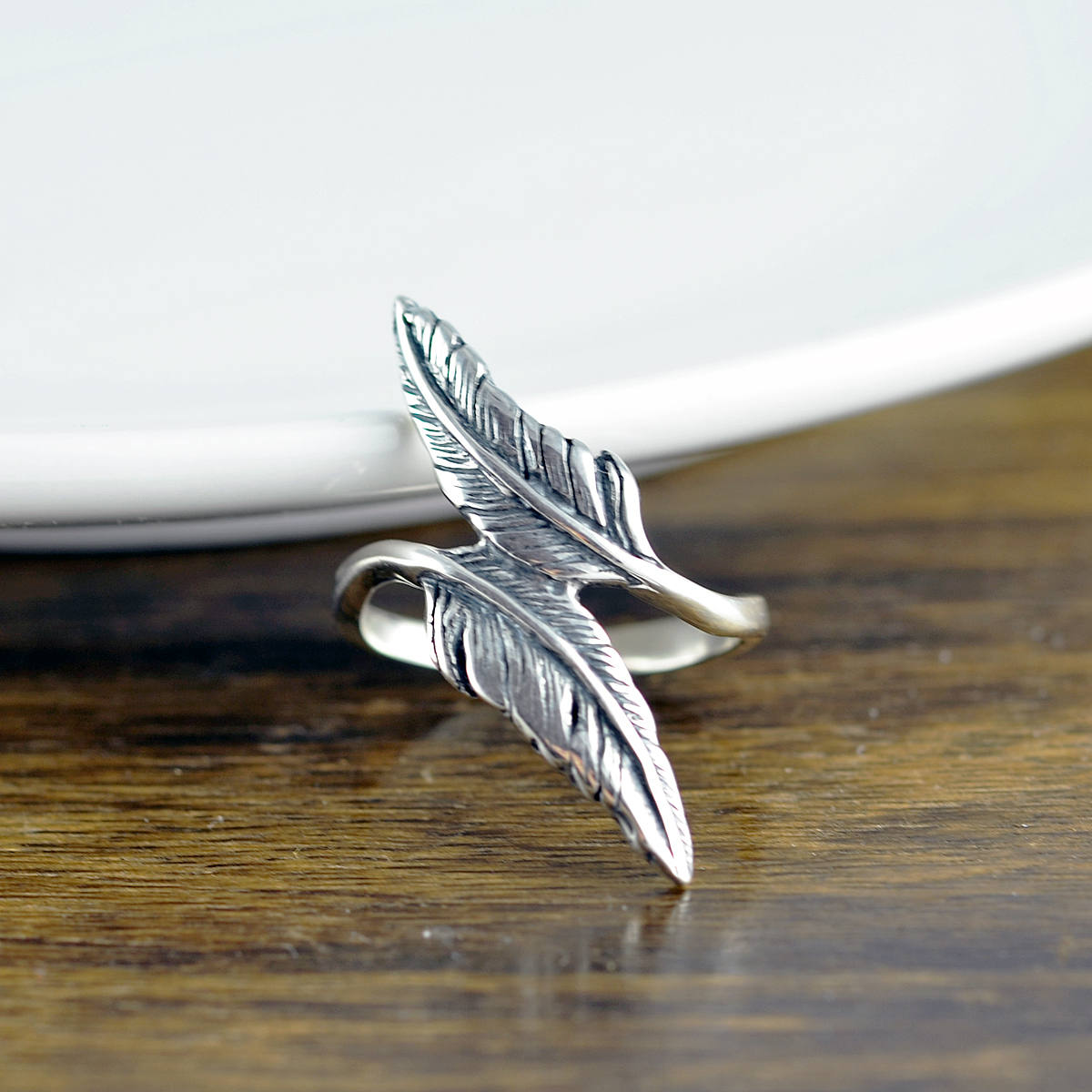 Sterling Silver Double Feather Ring - Feather Ring - Boho Rings - Bohemian Ring - Gypsy Ring - Rings For Women - Fashion Ring