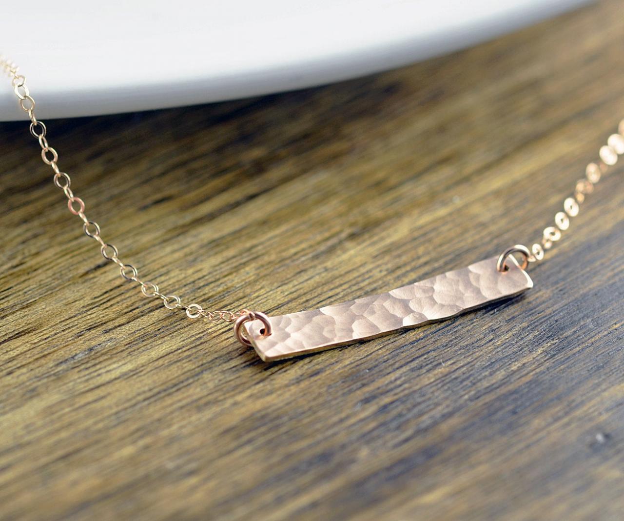 Horizontal Bar Necklace - Gold, Silver, Rose Gold - Custom Name Necklace Hand Stamped Initial - Bridesmaid Necklace - Mothers Day Gift