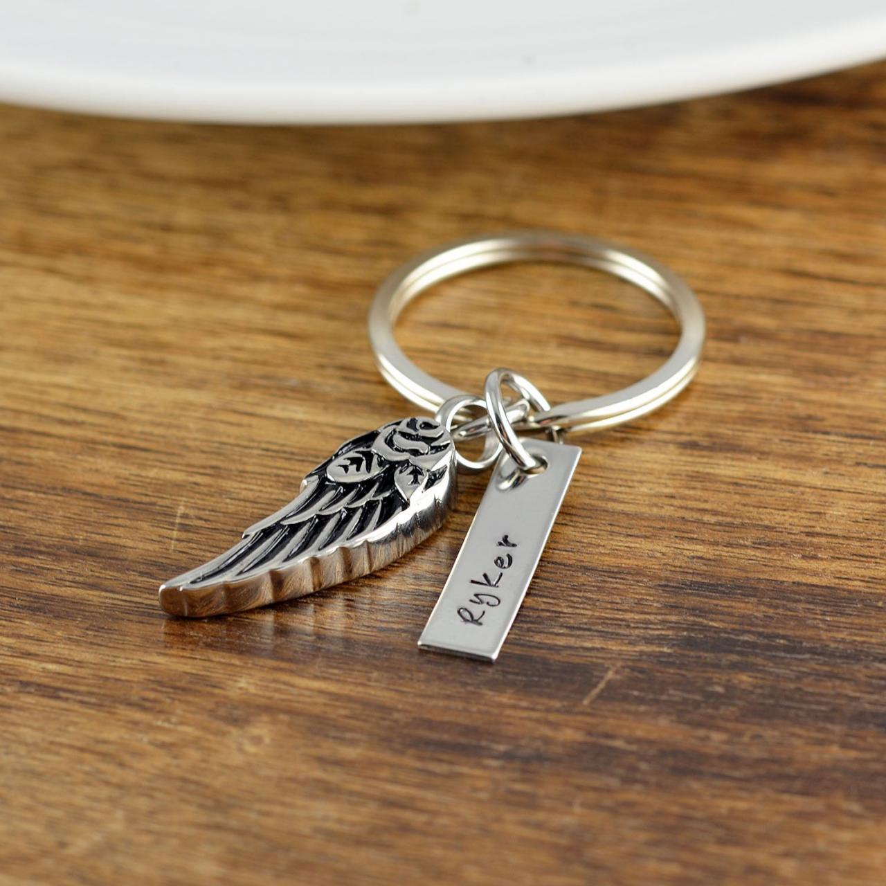 Angel Wing Keychain, Personalized Memorial Keychain, Remembrance Jewelry, In Memory Of, Grief Gift, Sympathy Gift, Loss Of Mother, Father