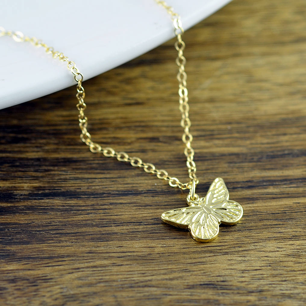 Gold Butterfly Necklace, Butterfly Necklace, Butterfly Charm Necklace, Butterfly Jewelry, Mother, Friends Gift, Wife Gift