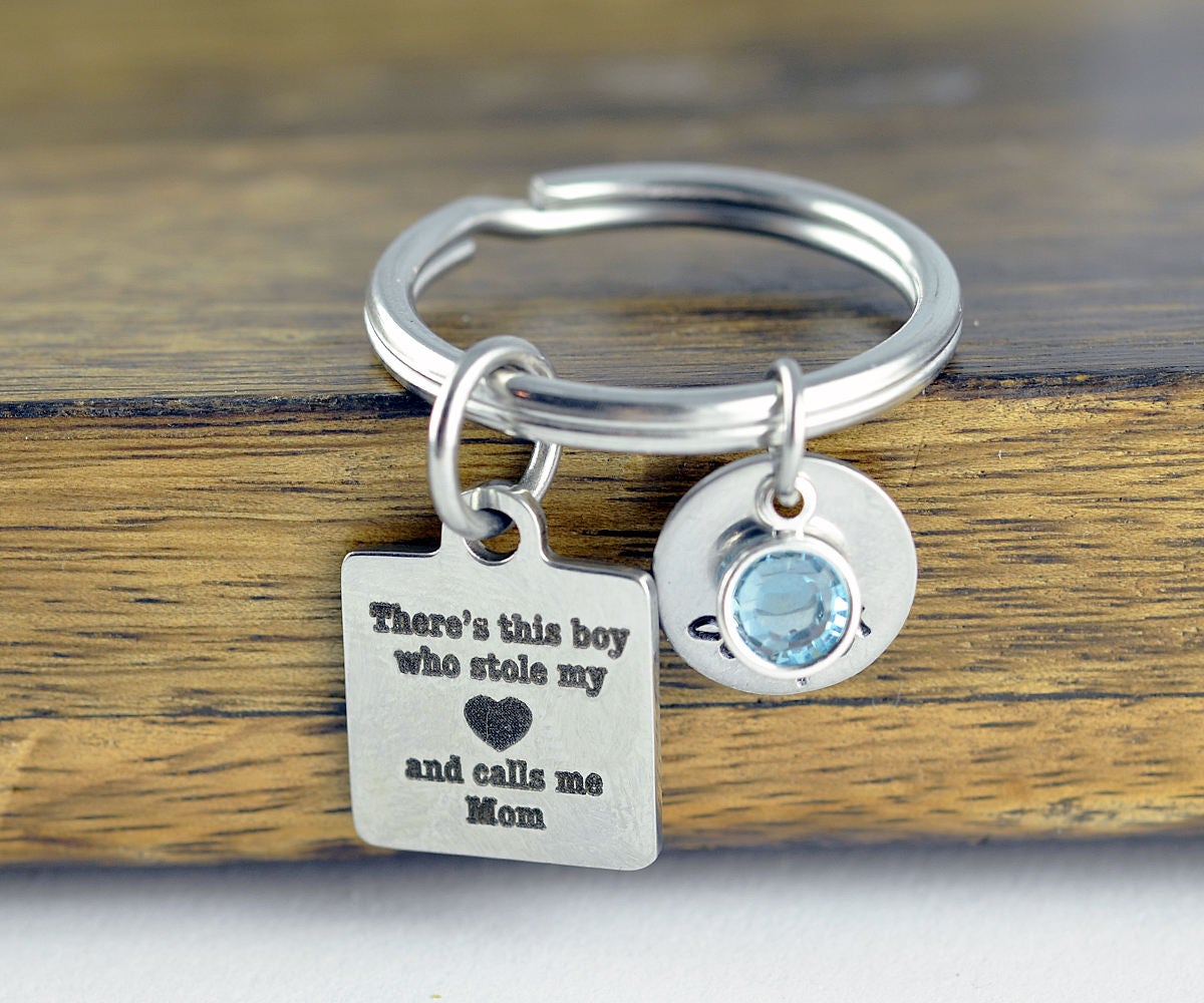 There's This Boy Who Stole My Heart He Calls Me Mom Keychain / Mother And Son Gift, Mothers Jewelry, Mothers Day Gift, Mothers Keychain