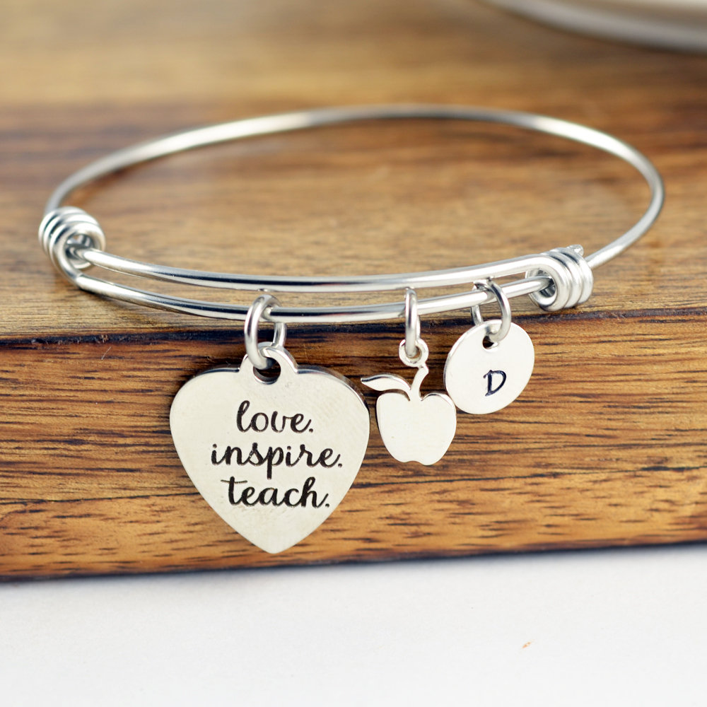 Love Inspire Teach Bracelet, Personalized Teacher Gift, Teacher Gifts, Teacher Bracelet, Teacher Birthday Gift, Teacher Appreciation Gift