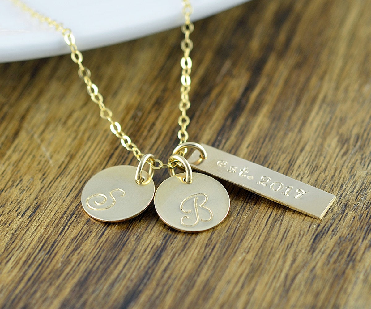 Gold Name Necklace, Name Tags, Name Plate, Hand Stamped Necklace, Gift For Mother, Gift For Wife, Mothers Necklace, Mothers Jewelry