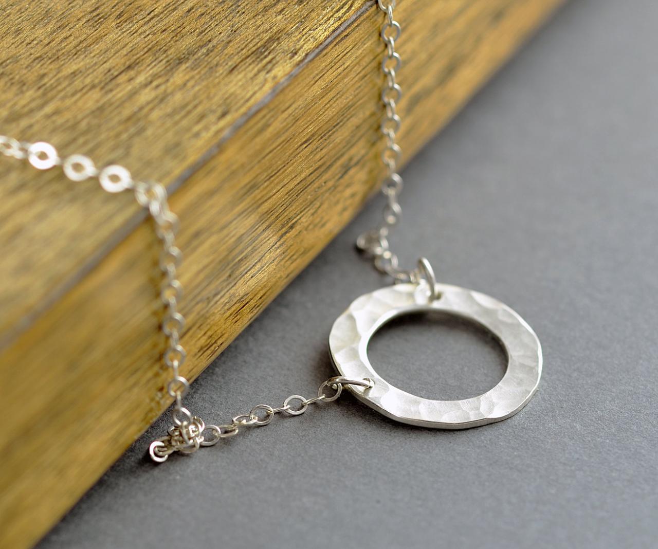 Sterling Silver Karma Necklace - Karma Necklace - Washer Necklace - Gift For Her - Hammered Circle Pendant - Bridesmaid Necklace