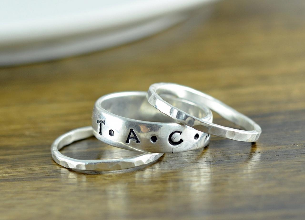 Stackable Ring - Custom Name Ring - Sterling Silver Personalized Hand Stamped Mothers Ring - Gift For Mom - Name Ring - Mothers Jewelry