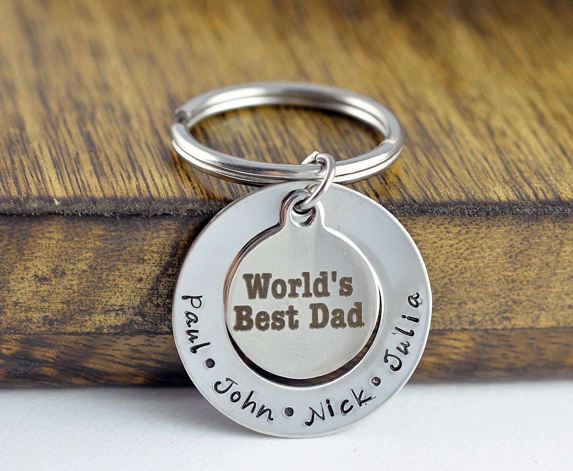 Engraved Keychain, Worlds Dad Keychain, Personalized Father's Day Gift, Custom Keychain, Present For Dad, Dad Keychain, Kids Names