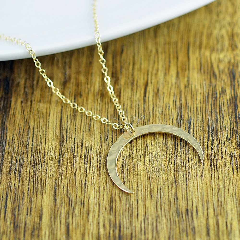 Large Hammered Crescent Moon Pendant, Boho Jewelry, Boho Necklace, Moon Necklace, Crescent Moon Necklace, Moon Pendant, Gift For Her