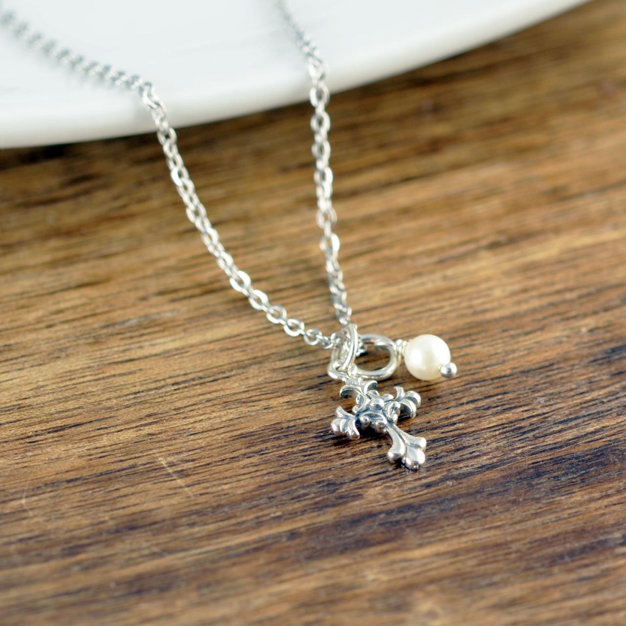 Tiny Cross Necklace, Silver Cross Necklace, Cross Necklace, Petite Necklace, Christian Gifts,communion Necklace,confirmation Gifts For Girls