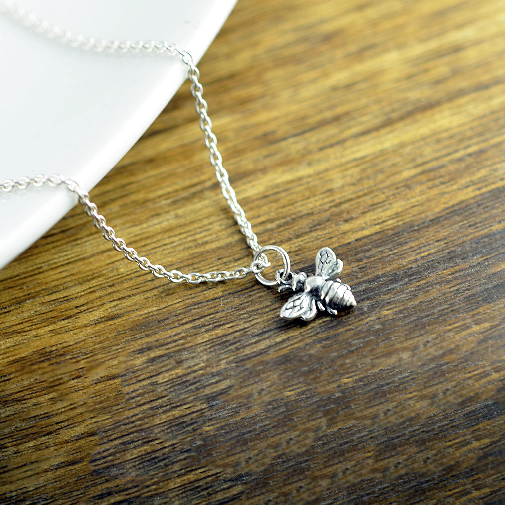 Honey Bee Necklace, Sterling Silver Bee Necklace, Bumblebee Pendant, Insect Jewelry, Minimalist Jewelry, Bridesmaid Gift, Best Friends Gift