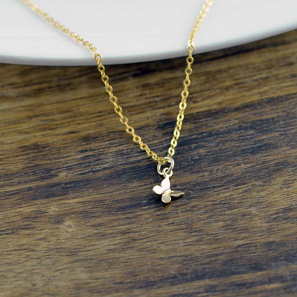Tiny Gold Butterfly Necklace, Butterfly Necklace, Butterfly Charm Necklace, Butterfly Jewelry, Dainty Jewelry, Best Friends Gift, Wife Gift