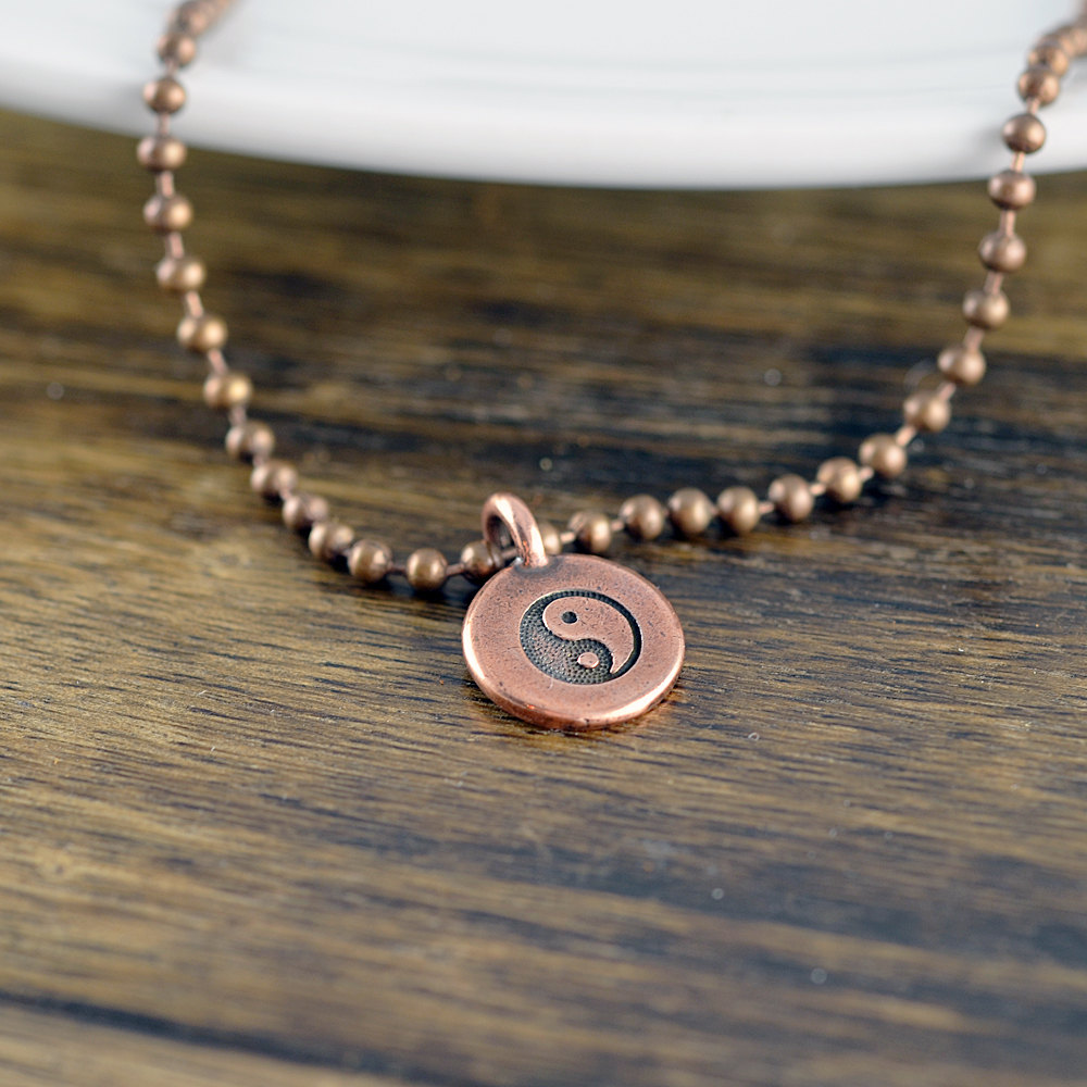 Copper Ying Yang Necklace -pendant Necklace - Mens Necklace - Boyfriend Gift - Anniversary Gift
