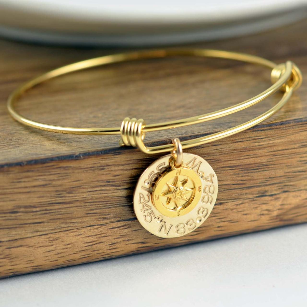 Rose Gold Coordinate Bracelet, Latitude Longitude Bracelet, Custom Coordinates, Coordinate Jewelry, Hand Stamped Bracelet, Coordinates Gift