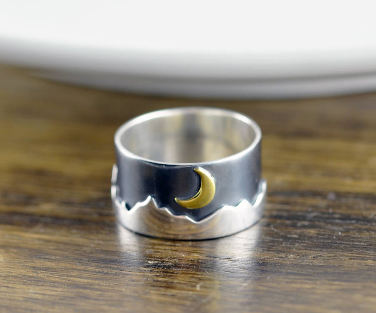 Sterling Silver Mountain Ring - Mountain Ring - Nature Jewelry - Mountains Jewelry - Forest Ring - Wilderness Ring - Mountain Climber