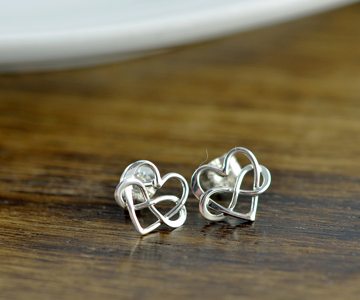 Sterling Silver Infinity Heart Earrings - Silver Heart Earrings - Stud Earrings - Heart Infinity Earrings - Tiny Stud Earrings