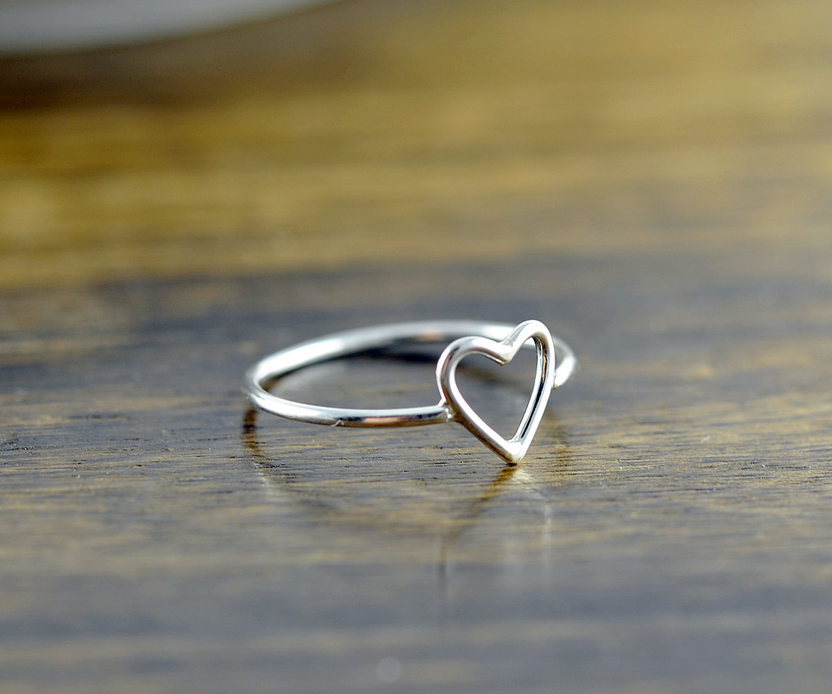 Silver Rings For Women, Heart Ring, Sterling Silver, Stacking Rings, Statement Rings, Gift For Her, Valentines Day, Romantic Jewelry