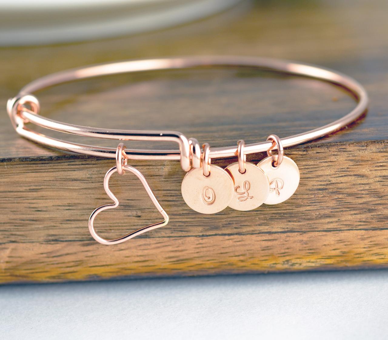 Rose Gold Initial Bracelet, Birthday Gift For Mom, Mother's Bracelet, Grandma Bracelet, Gift For Grandma, Mothers Day Jewelry