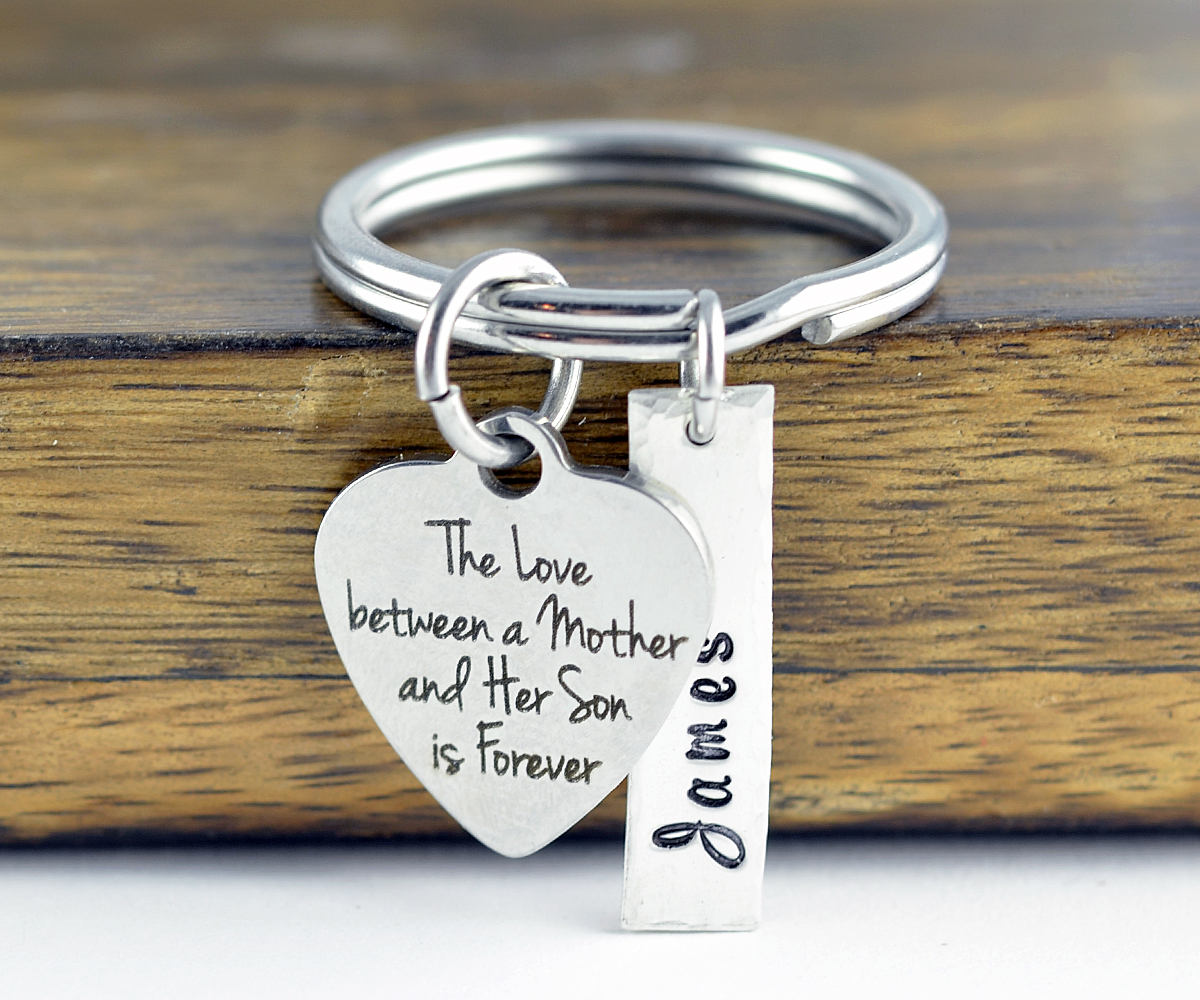 The Love Between A Mother And Her Son Is Forever Keychain / Mother and Son Gift, Mothers Jewelry, Mothers Day Gift, Mothers Keychain
