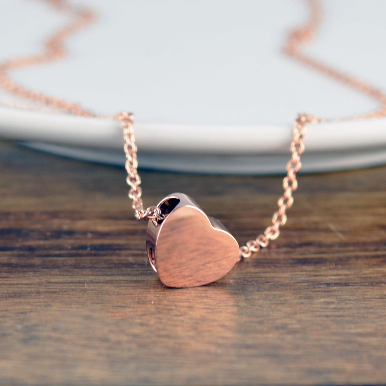 Rose Gold Heart Necklace, Cremation Jewelry, Ash Jewelry, Heart Cremation Pendant, Urn Necklace For Ashes, Cremation Necklace