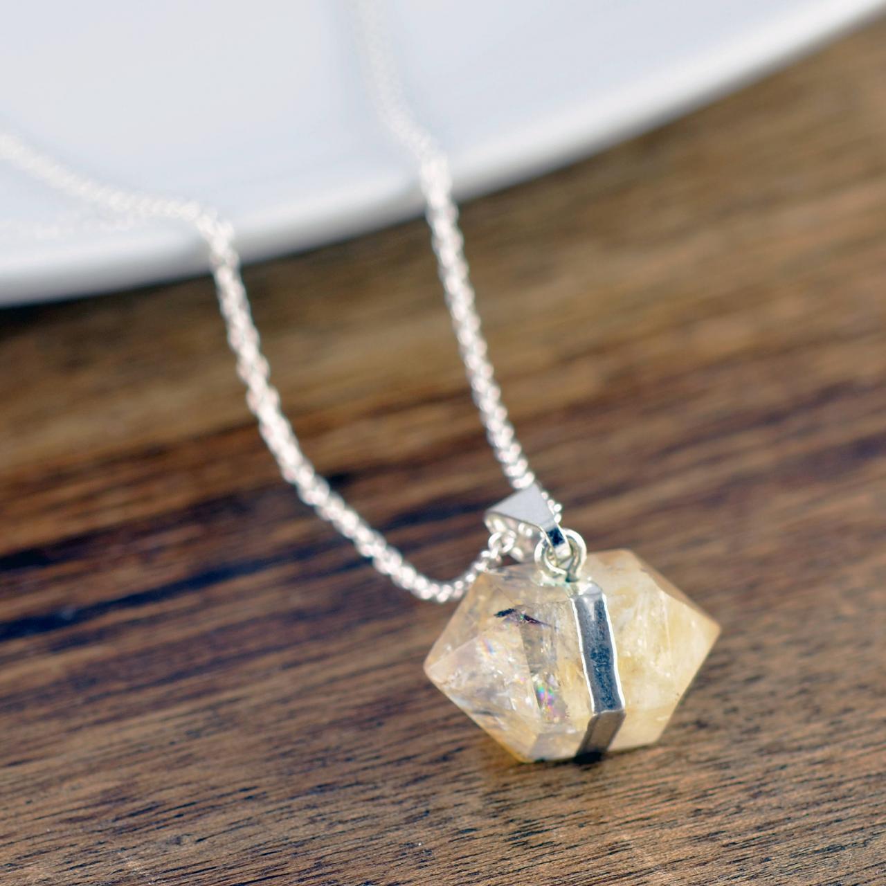 Citrine Crystal Necklace, Citrine Quartz Pendant, Crystal Jewelry, Citrine Jewelry, Gift For Wife, Gift For Girlfriend, November Birthstone