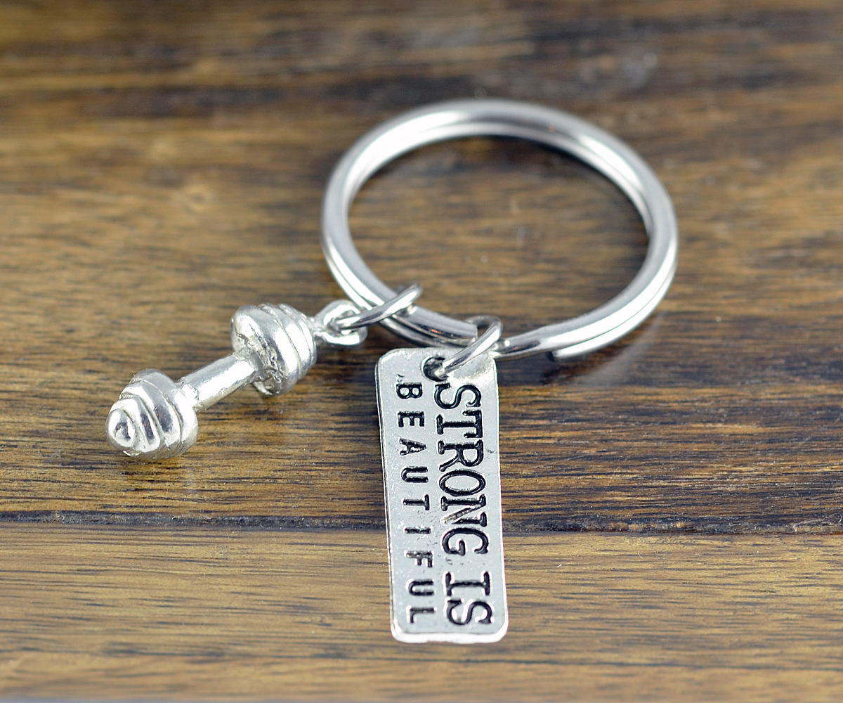 Fitness Keychain, Strong Is Beautiful Keychain, Motivational Jewelry, Crossfit Lover, Fitness Gifts, Fitness Jewelry, Crossfit Gift