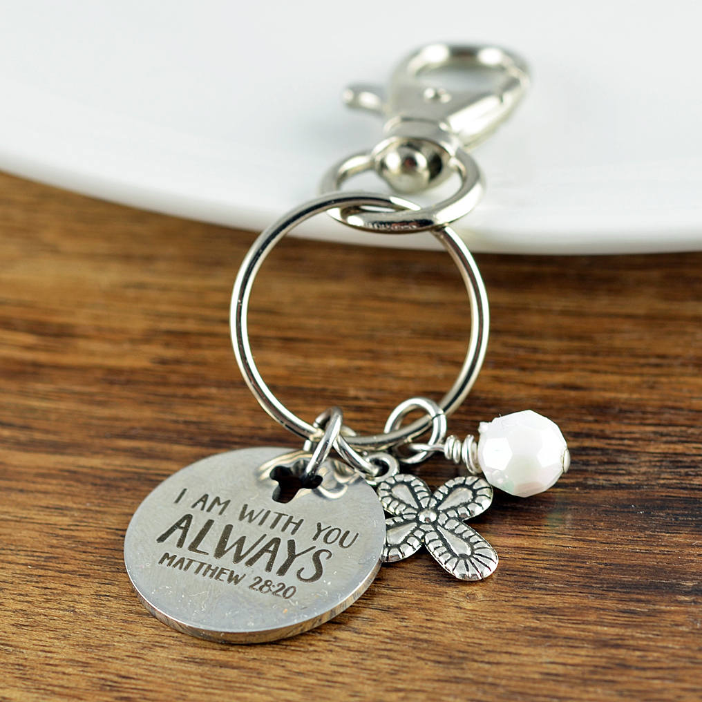 I Am With You Always Keychain - Personalized Keychain - Christian Gifts - Matthew 28:20 - Religious Gifts - Scripture Jewelry