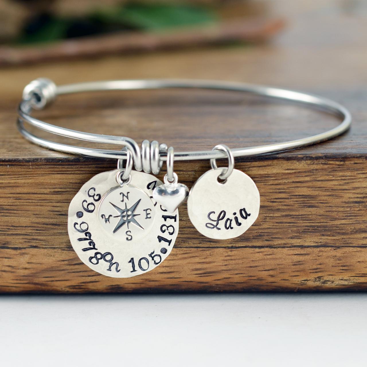 Sterling Silver Coordinate Bracelet, Graduation Gift, Coordinate Bracelet Women, Graduation Gift For Her, Friend Long Distance