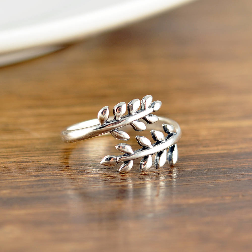Sterling Silver Leaf Branch Ring, Silver Leaf Ring, Vine Ring, Nature Jewelry, Leaves Sterling Silver Ring, Adjustable Leaves Ring