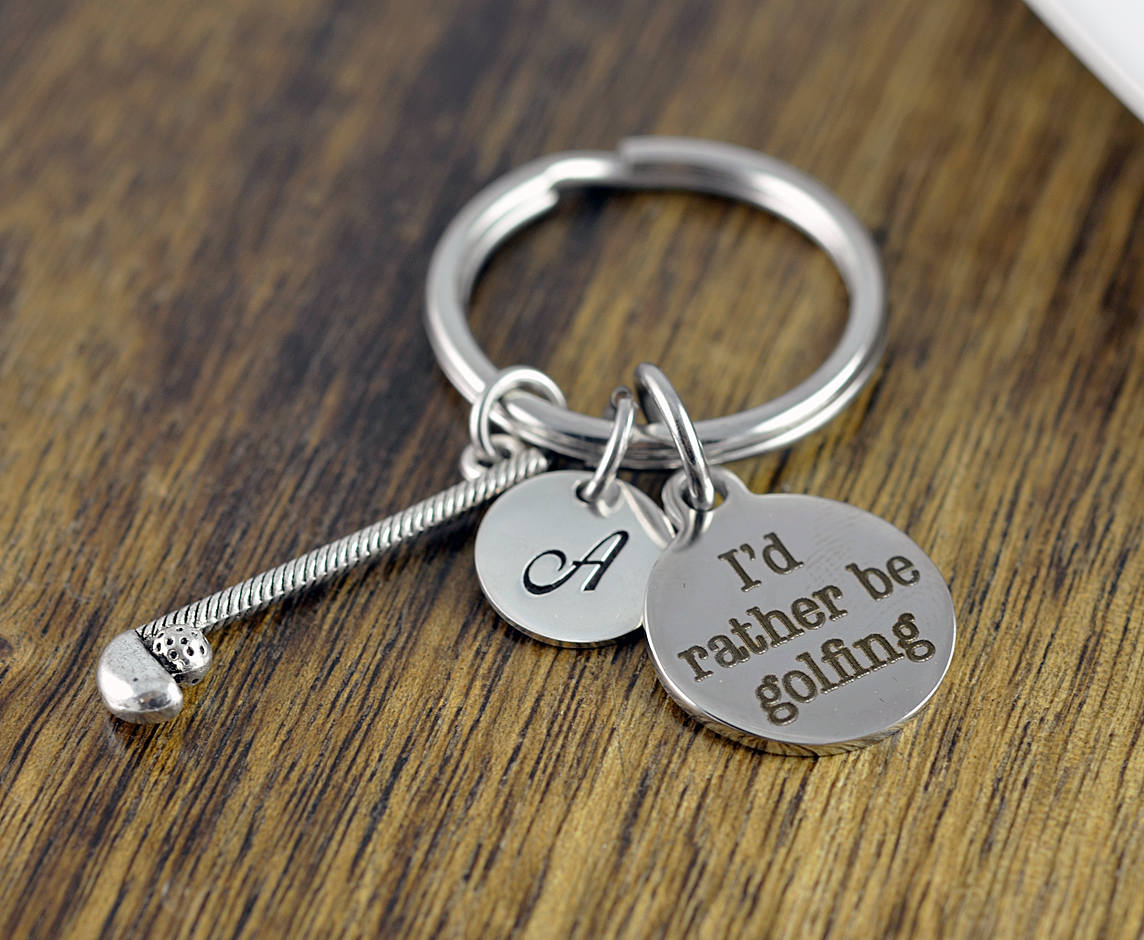 Personalized Keychain - I'd Rather Be Golfing - Golf Gifts - Gifts For Golfers - Golf Jewelry - Golf Gift For Women - Golfer Jewelry