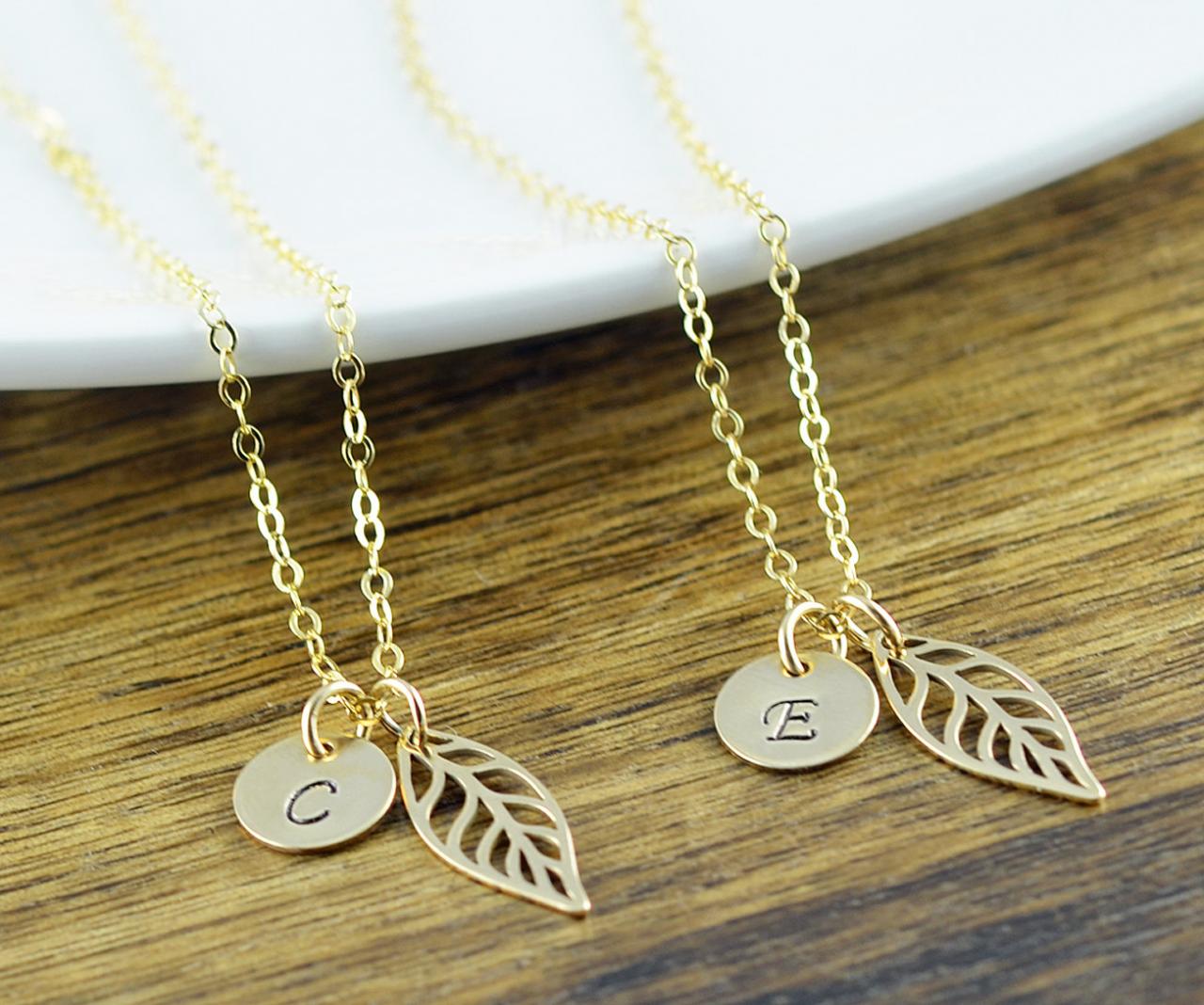 Gold Necklace - Bridal Party Jewelry - Gold Leaf Necklace - Leaf Necklace Gold - Bridesmaid Gift - Bridesmaid Jewelry