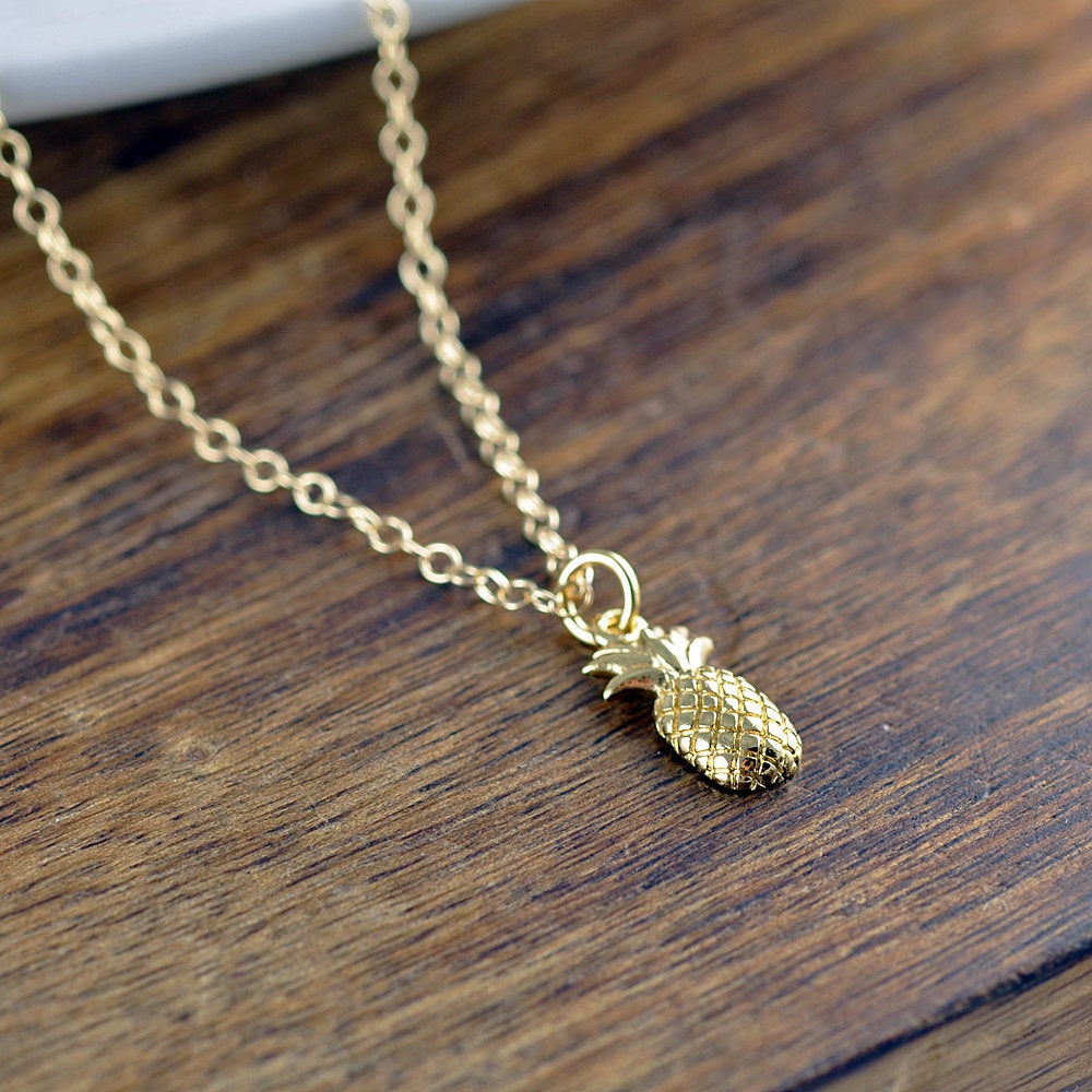 Gold Pineapple Necklace, Gold Pineapple Jewelry, Pineapple Charm, Pineapple Gift For Her, Pineapple Gifts, Hawaiian Pineapple