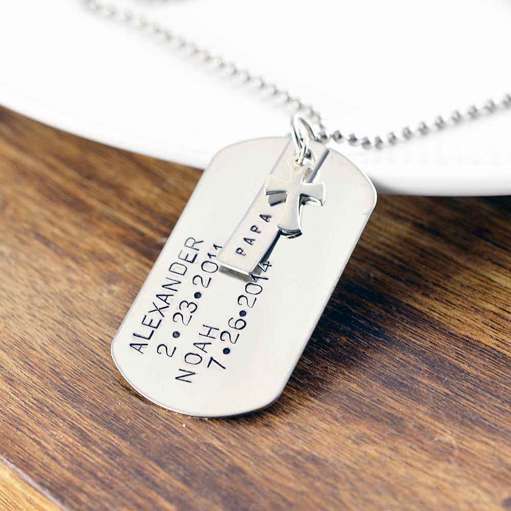Dog Tags Custom, Gift For Dad, Personalized Father's Necklace, Father's Day Gift, Dad Necklace, Mens Necklace, Mens