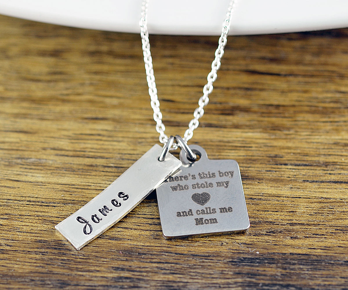 There's This Boy Who Stole My Heart He Calls Me Mom Necklace / Mother And Son Gift, Mothers Jewelry, Mothers Day Gift, Gifts For Mom